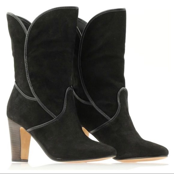 NEW IN BOX ROSEGOLD BLACK BOOTS SUEDE LEATHER - Picture 2 of 6